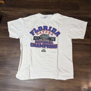 Florida Gators Shirt Mens Large White NCAA Football National Champions 2007 Tee